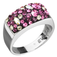 Evolution Group Stříbrný prsten s krystaly mix barev 35014.3 amethyst