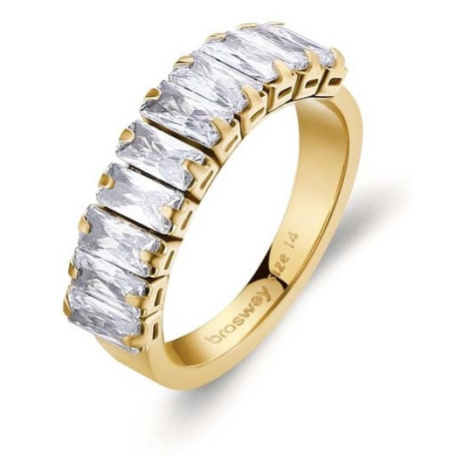 Brosway Třpytivý pozlacený prsten se zirkony Desideri BEIA002