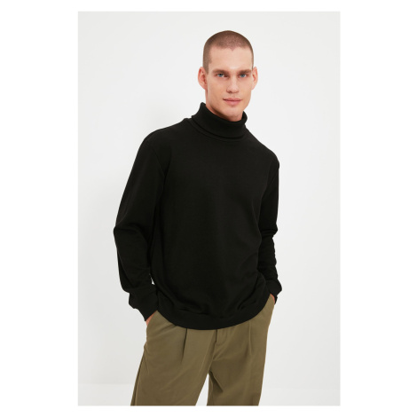 Trendyol Men's Black Regular/Real Fit Turtleneck Thick Cotton Basic Sweatshirt