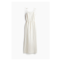 H & M - Saténové šaty slip dress se zavazováním - bílá