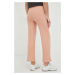 Kalhoty Roxy dámské, růžová barva, jednoduché, high waist