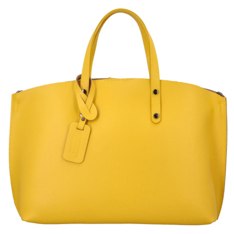 Dámská kožená kabelka do ruky Desideria světla, výrazná žlutá Delami Vera Pelle