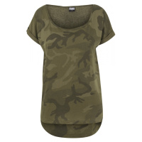 Ladies Camo Back Shaped Tee - olive camo