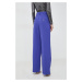 Kalhoty Custommade Penny dámské, fialová barva, jednoduché, high waist, 999425550
