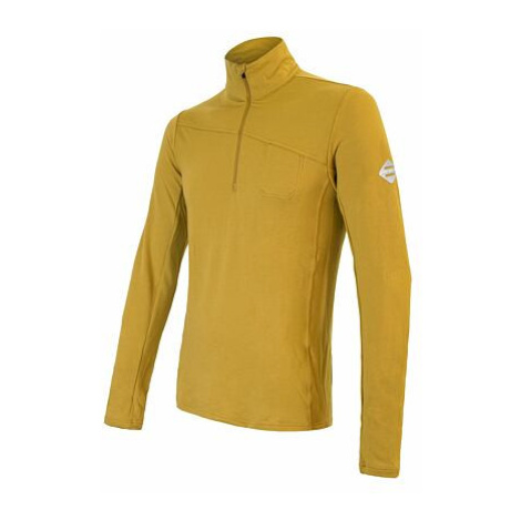 SENSOR MERINO EXTREME pánské triko dl.rukáv zip mustard