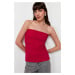 Trendyol Fuchsia Strapless Neck Side Zipper Crepe Knitted Blouse