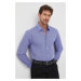 Košile BOSS pánská, fialová barva, slim, s klasickým límcem, 50478620
