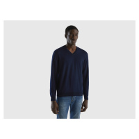 Benetton, V-neck Sweater In Pure Cotton