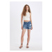 DEFACTO High Waist Cut-Out Jean Shorts