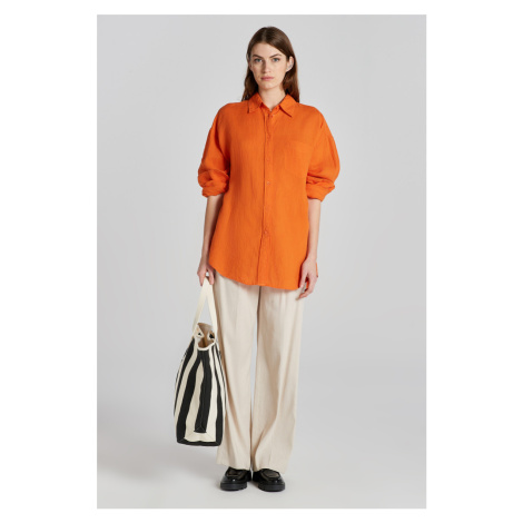 KOŠILE GANT OS LINEN SHIRT PUMPKIN ORANGE