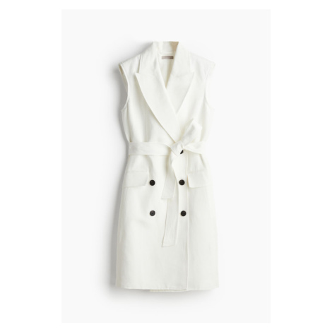 H & M - Šaty střižené jako sako z lněné směsi - bílá H&M