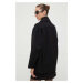 Kabát s příměsí vlny Patrizia Pepe černá barva, přechodný, oversize