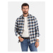 Ombre Classic men's flannel check cotton shirt - brown and navy blue