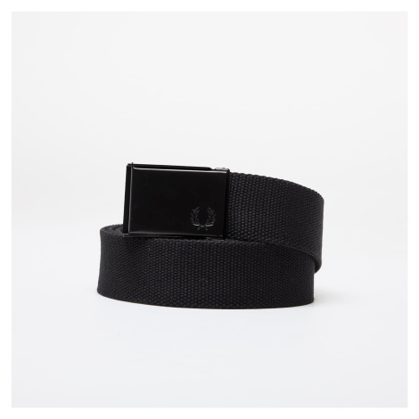 FRED PERRY Graphic Branded Webbing Belt Black/ Warm Grey