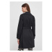Trench kabát Sisley dámský, černá barva, přechodný, dvouřadový