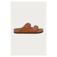 Kožené pantofle Birkenstock Arizona pánské, hnědá barva