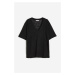 H & M - Tričko z lněného žerzeje's výstřihem do V - černá
