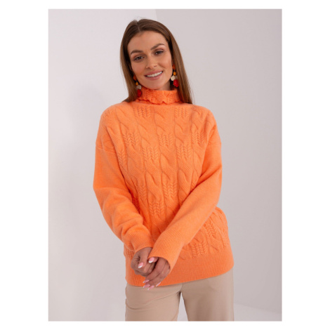 Světle oranžový svetr s dlouhým rukávem Fashionhunters