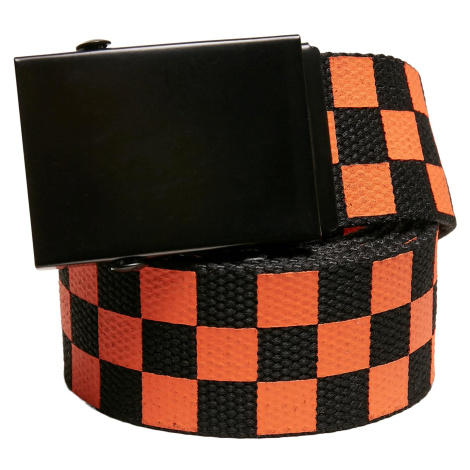 Check And Solid Canvas Belt 2-Pack černá/oranžová Urban Classics