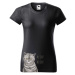 DOBRÝ TRIKO Dámské tričko s potiskem kočky Barva: Ebony grey