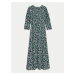 Tmavě zelené dámské květované midi šaty Marks & Spencer