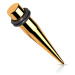 Ocelový 316L expander do ucha - zlatá barva, dvě gumičky, PVD úprava - Tloušťka : 8 mm