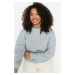 Trendyol Curve Plus Size Sweatshirt - Gray - Fitted