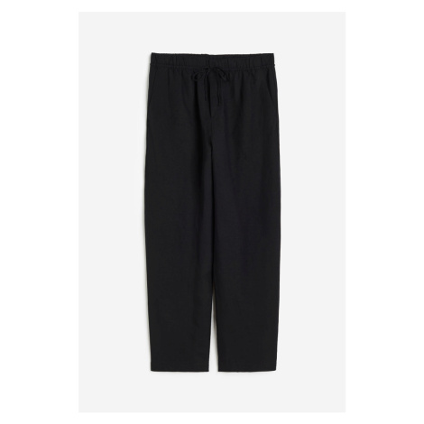 H & M - Kalhoty Tapered z lněné směsi - černá H&M