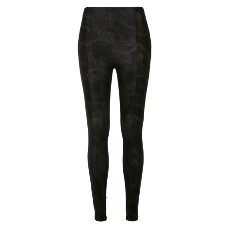 Ladies Washed Faux Leather Pants - black Urban Classics