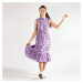 Fialové květované midi šaty Pcbabylon