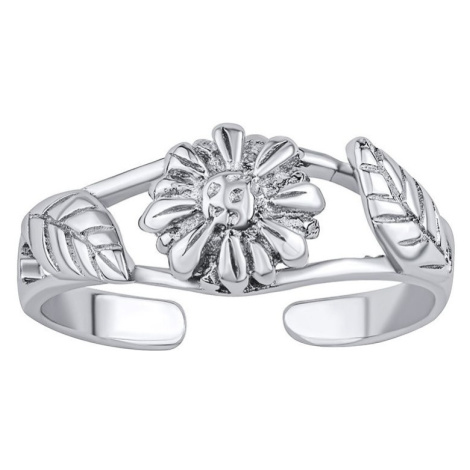 Silvego Otevřený stříbrný prsten na nohu květina Akira PRM11671R
