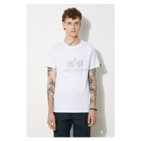 Bavlněné tričko Alpha Industries Reflective Print bílá barva, s potiskem, 100501RP.09-white