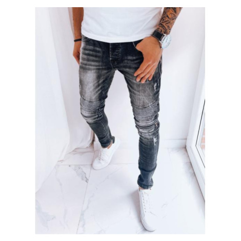 Černé pánské džíny s ozdobnými zipy DStreet