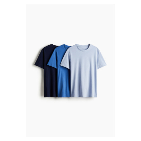 H & M - Tričko Regular Fit 3 kusy - modrá H&M