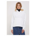Mikina Calvin Klein Jeans dámská, bílá barva, s kapucí, hladká