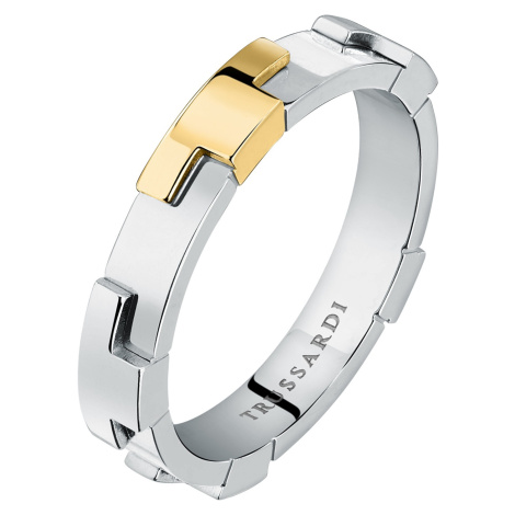 Trussardi Moderní ocelový bicolor prsten T-Logo TJAXC72