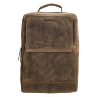 Hide & Stitches Tmavě hnědý batoh na notebook z pravé kůže 