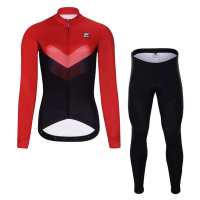 HOLOKOLO Cyklistický dlouhý dres a kalhoty - ARROW LADY WINTER - červená/černá