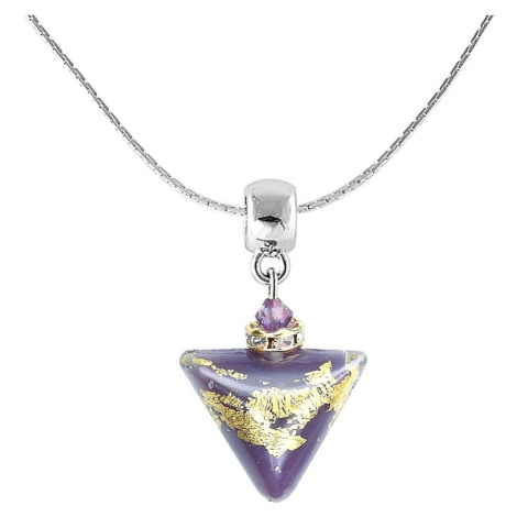 Lampglas Nádherný náhrdelník Purple Triangle s 24karátovým zlatem v perle Lampglas NTA10