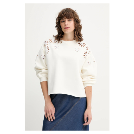 Mikina Levi's LEO RAW CUT CREW dámská, béžová barva, s aplikací, A8793 Levi´s