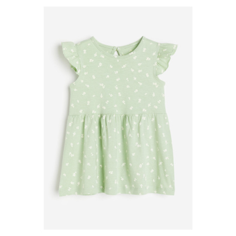 H & M - Žerzejové šaty's volánky - zelená H&M