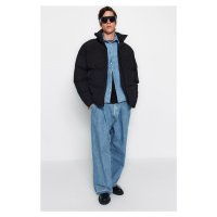 Trendyol černá unisex oversize fit stojatá límec péřová bunda