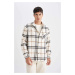 DEFACTO Regular Fit Polo Collar Plaid Long Sleeve Shirt