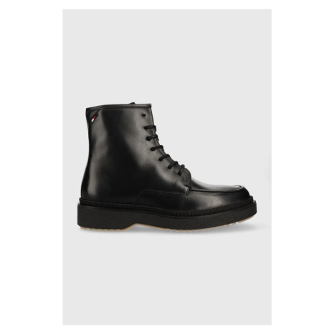 Kožené boty Tommy Hilfiger pánské, černá barva