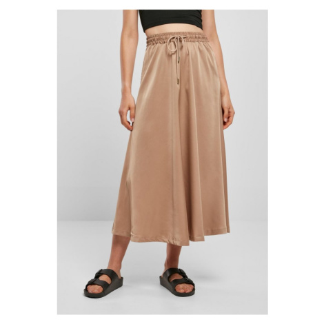Ladies Satin Midi Skirt - softtaupe Urban Classics