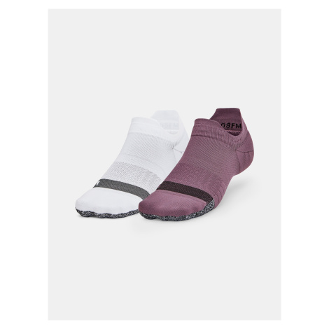 Sada dvou dámských ponožek v bílé a fialové barvě Under Armour Breathe 2