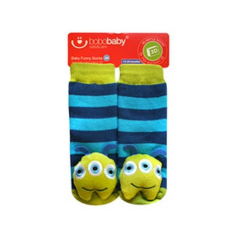 BOBO BABY Dětské protiskluzové ponožky 3D s chrastítkem - Příšerka, tyrkysová, vel.