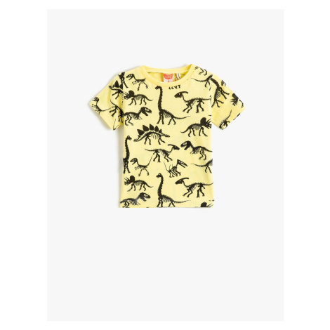 Koton tričko s krátkým rukávem a kulatým výstřihem s potiskem dinosaura