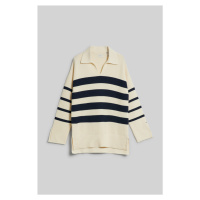 SVETR GANT STRIPED BRETON KNITTED SWEATER bílá