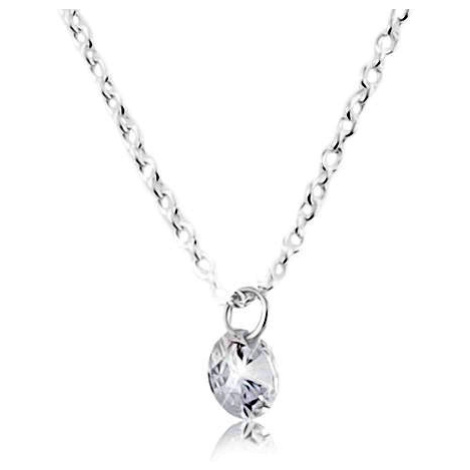 Stříbrný 925 náhrdelník, řetízek z oválných článků, zářivý čirý zirkon Šperky eshop